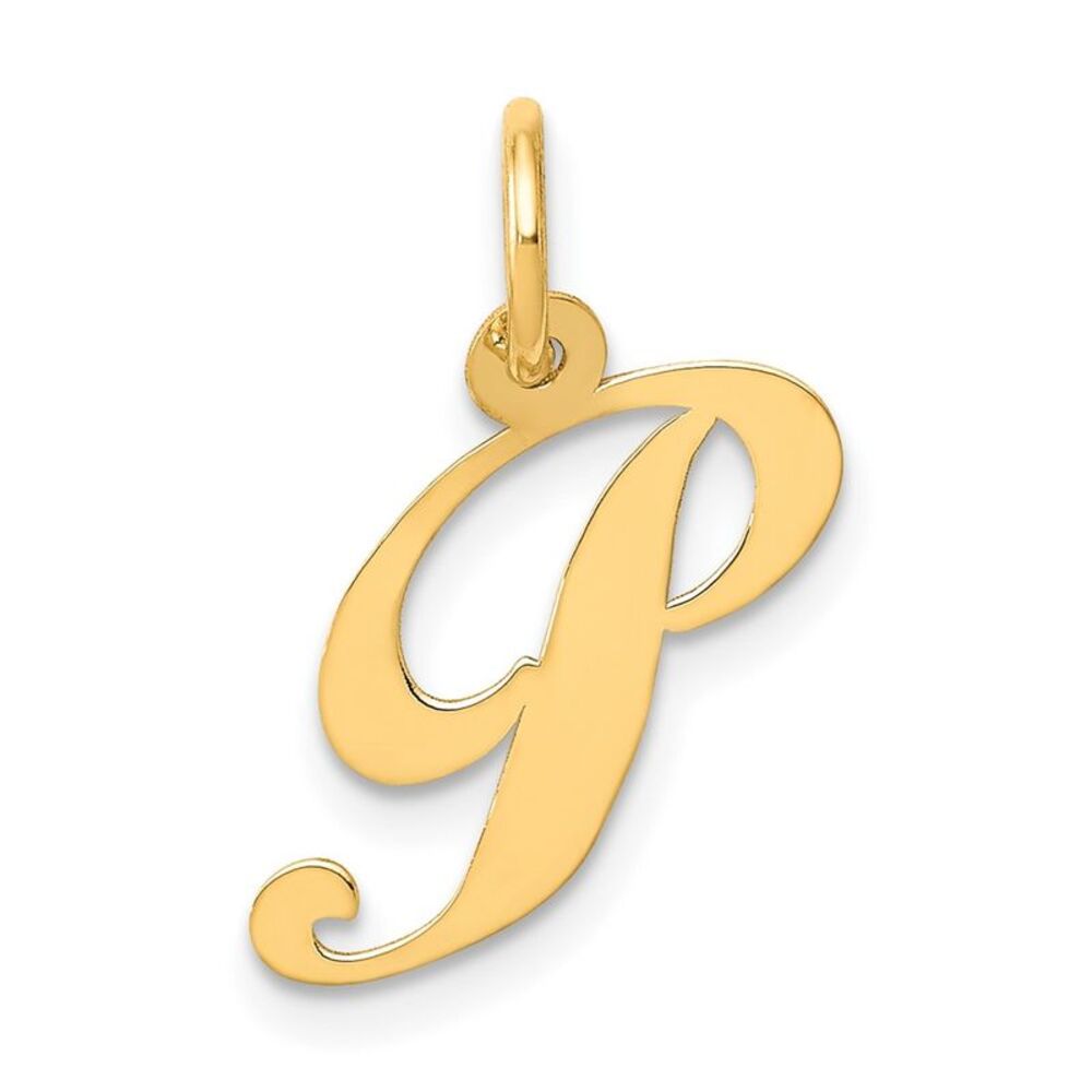 10k Yellow Gold Small Fancy Script Initial P Charm - image 1